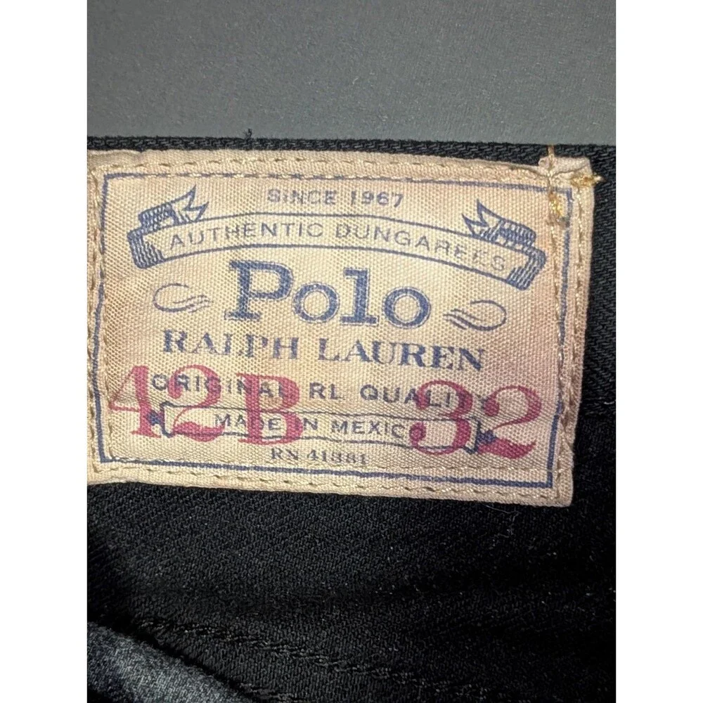 Polo Ralph Lauren Men's Black Denim Jeans Size 42 x 32 Straight Casual Pants